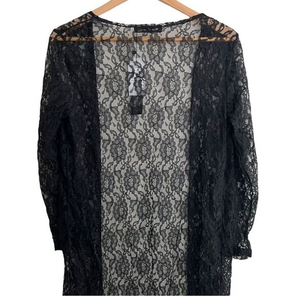 Beach coverup ZANZEA COLLECTION Black LACE OPEN CARDIGAN SIZE 10 NWT🏷 - Picture 7 of 12